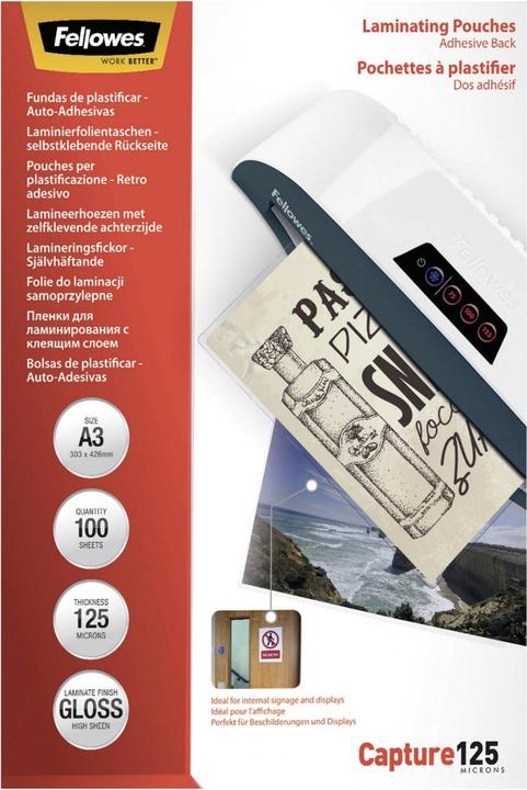 Image du produit Fellowes Film de plastification A3 125 mic auto-adhésif - 100 pcs. (A3, 100 pièce(s), 250 µm)