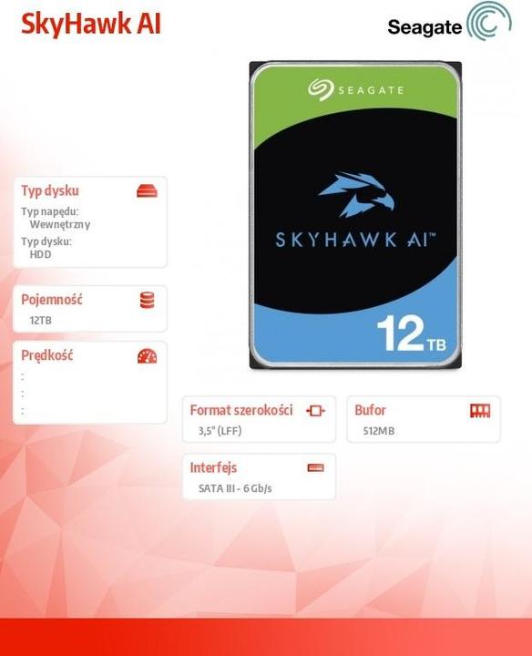 Productafbeelding Seagate SkyHawk AI (12 TB, 3.5", CMR)