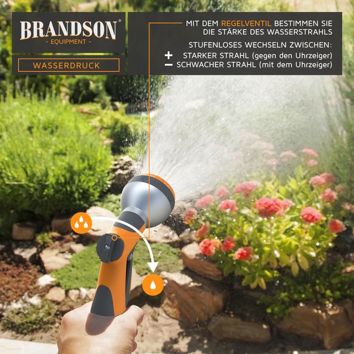 Produktbild Brandson Multifunktionsbrause, Garten Handbrause mit 7 Sprühprofilen, Spritzpistole mit Gardena kompatibel