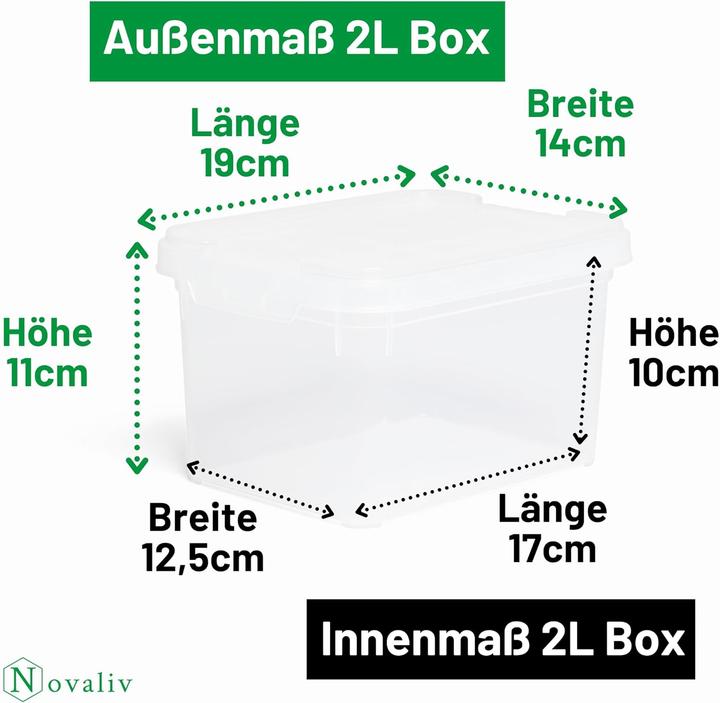 Immagine prodotto Novaliv 2x Aufbewahrungsboxen mit Deckel klein 2 L transparente Nestbar stapelbare Plastikboxen mit (2 l)