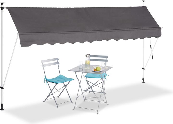 Actual product image Relaxdays Telescopic Balcony Awning (3.50 m)