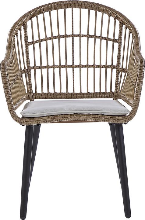 Actual product image Beliani Garden Furniture Set Rattan Natural 6-Seater Cushions Beige ALIANO II (159 cm)