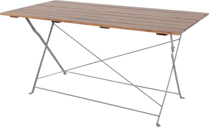 Actual product image Mojawo Beer Garden Set Folding Table + 4 Folding Chairs Folding with Armrest Steel Acacia Wood 120x70cm (120 cm)