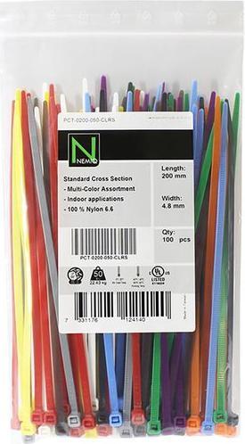Immagine prodotto Nemiq Assortimento di fascette 200 x 4,8 mm 220 N Multicolore (Fascette in plastica, 240 mm, 100 pz.)