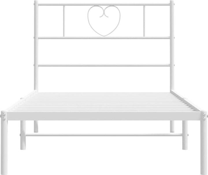 Produktbild VidaXL Bettgestell mit Kopfteil Metallbett Bett Einzelbett Weiss 100x200cm (100 x 200 cm)