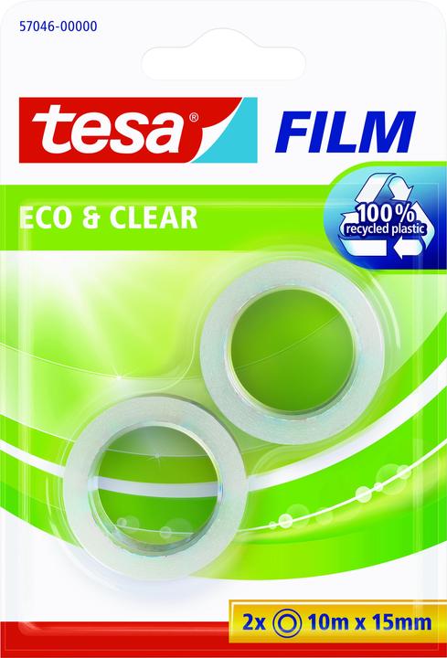tesa 2x tesafilm ECO & CLEAR, lösungsmittelfrei und alterungsbeständig (15 mm)