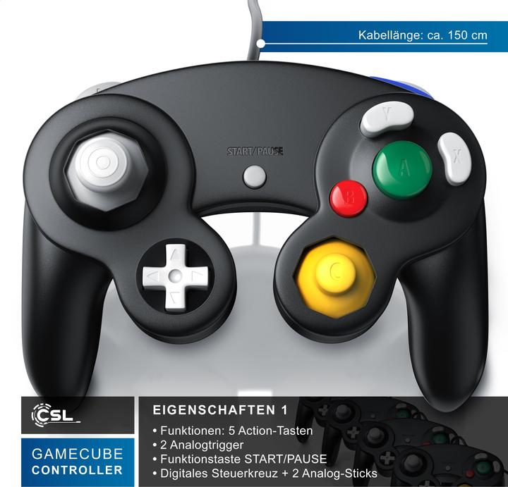 Actual product image CSL 2x Nintendo controller, gamepad for Nintendo GameCube / Wii vibration effects / ergonomic