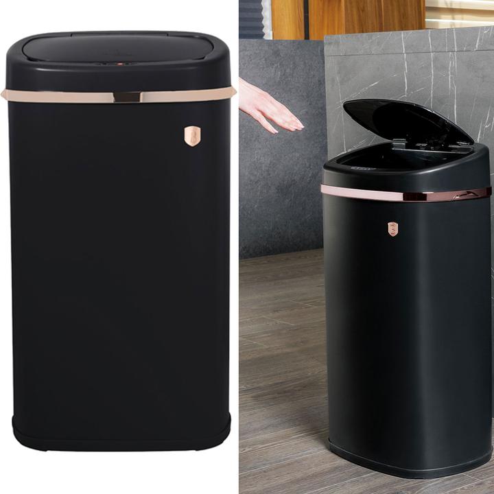 Produktbild BerlingerHaus Design MÃ¼lleimer mit Touch-Sensor, schwarz-rosÃ©gold, 58 L (58 l)