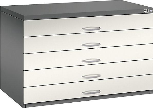 Produktbild C+P CP 7100 Planschrank vulkangrau, perlweiss 5 Schubladen 110,0 x 76,5 x 76,0 cm