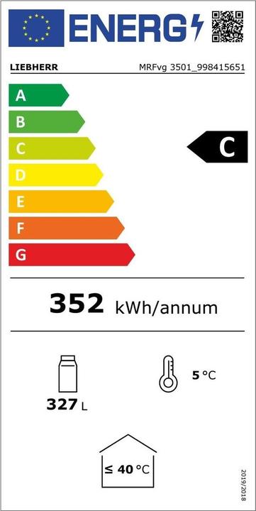 Label énergétique Liebherr Réfrigérateur ventilé MRFVG 3501 Noir (250 l)