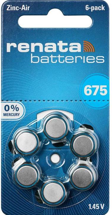 Actual product image Renata Hearing Aid PR44 button cell ZA 675 zinc-air 660 mAh 1.4 V 6 pcs - battery - 65 (6 pcs., 675, 660 mAh)