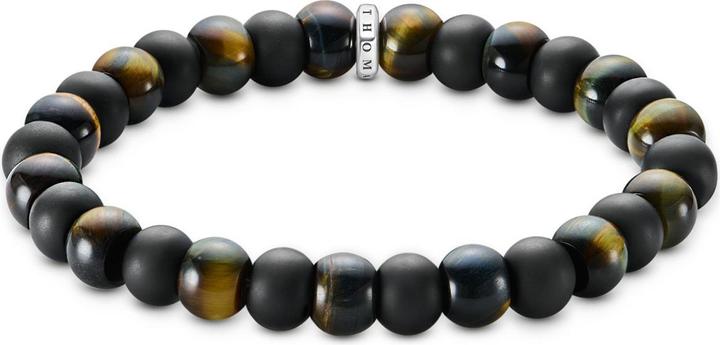 Thomas Sabo Armband Obsidian und Tigerauge (21 cm, Silber 925)