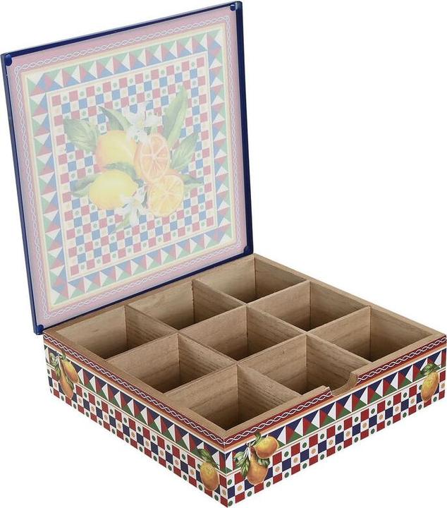 Produktbild Esprit Teebox Home Blau Rot Bunt Metall Kristall Holz MDF 24 x 24 x 6,5 cm (2 Stück)