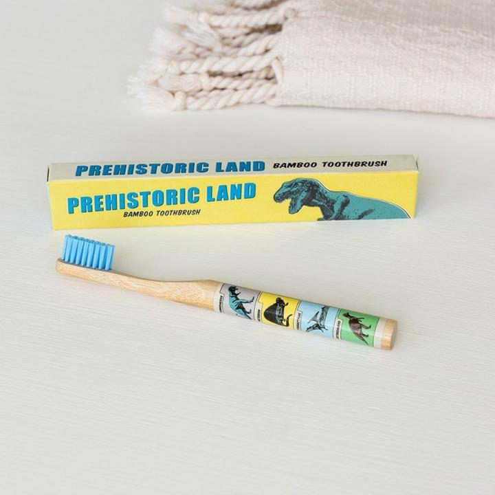 Actual product image Rex London Bamboo Toothbrush for Children, Prehistoric Land (Medium)