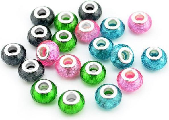 Image du produit Hermex Bead argenté 925 - Vert argenté/jaune (Argent 925, Alliage métallique/verre acrylique)
