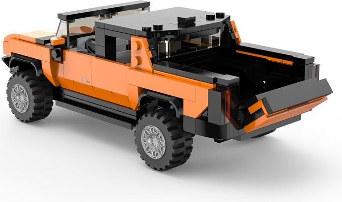 Actual product image Rastar 1:30 assemble car model Hummer EV, assort., orange/yellow, 454 parts, 93700