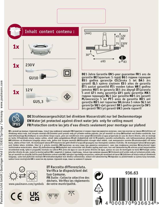 Immagine prodotto Paulmann Apparecchio da incasso Nova Plus Set (GU5.3, GU10)