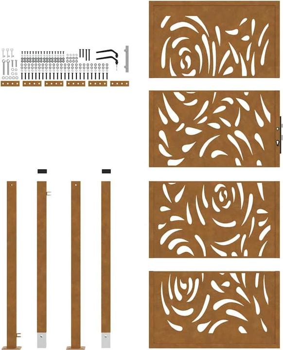 Produktbild VidaXL Gartentor 105x205 cm Wetterfester Stahl Flammen-Design Zauntor