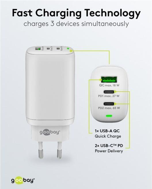 Produktbild Goobay USB Multiport Schnellladegerät (65 W)