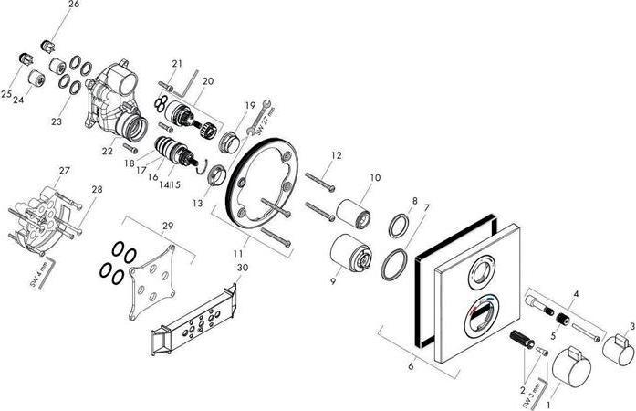 Produktbild hansgrohe Ecostat Square Thermostat Unterputz (mattweiss)