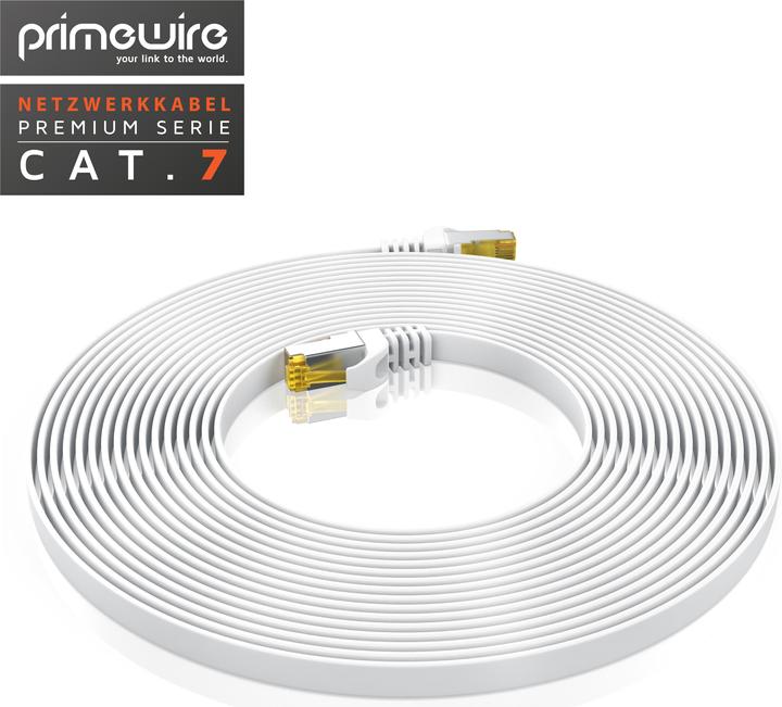 Produktbild Primewire CAT.7 Netzwerkkabel flach - Ethernet Gigabit Lan Kabel RJ45 - Patchkabel - komp. CAT.5 CAT.6 CAT.8 (U/FTP, CAT7, 0.50 m)