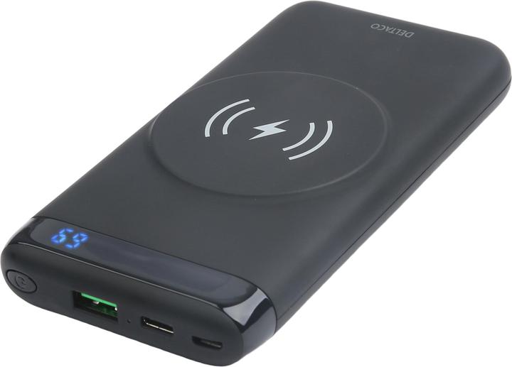 Produktbild Deltaco Powerbank 10,000 mAh, Magnetic, Wireless, 1x USB-A, 1x USB-C - Black (10000 mAh, 10 W)