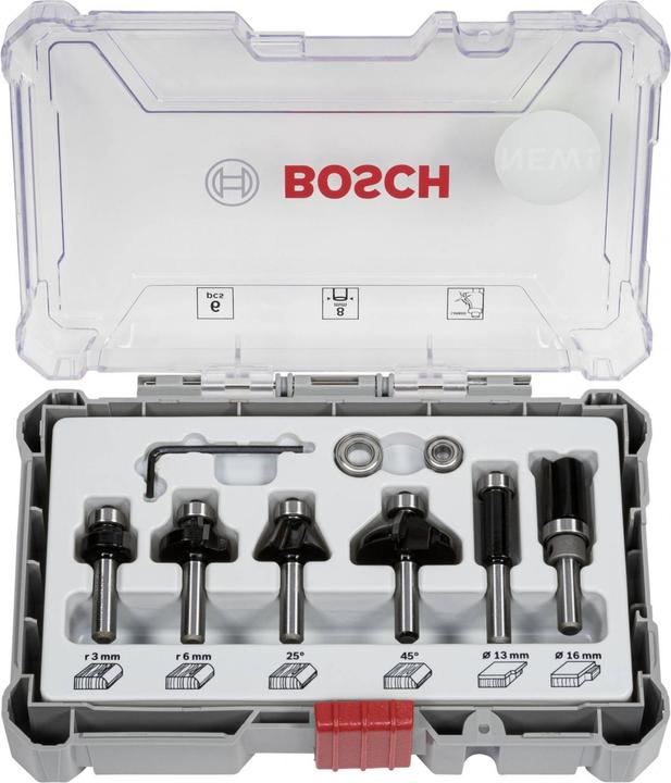 Bosch Professional Zubehör Jeu de fraises de bord. Tige de 8 mm. 6 pièces