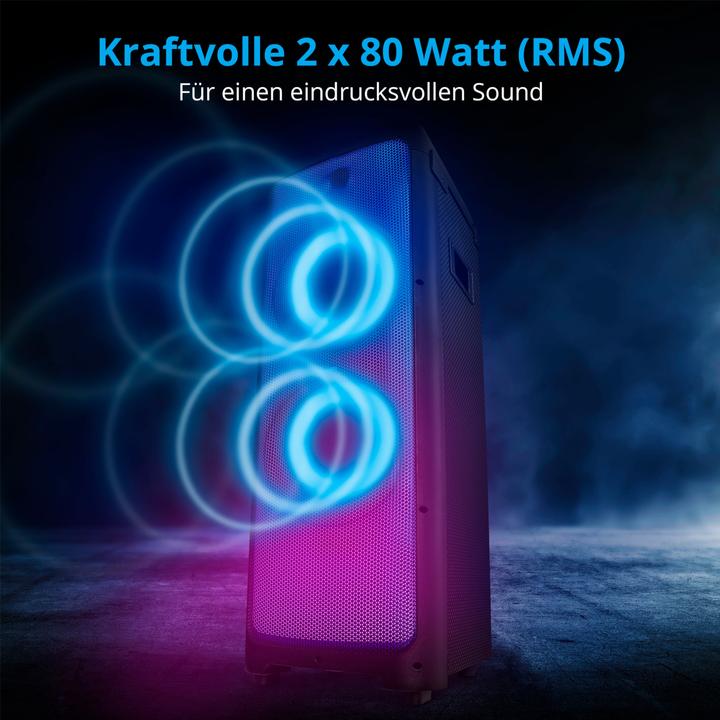 Produktbild Medion LIFE® X61200 Partylautsprecher, Bluetooth®-Soundsystem, LED-Frontpanel mit spektakulärer & mehrfarbi (Netzbetrieb)