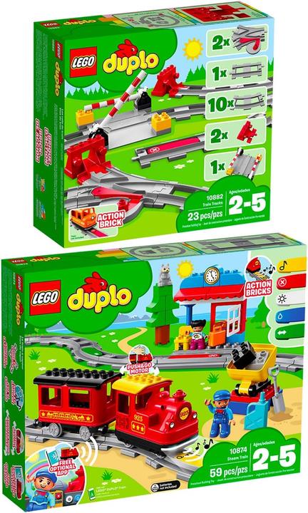 Image du produit LEGO Lot de 2 rails de chemin de fer + train à vapeur (10882)
