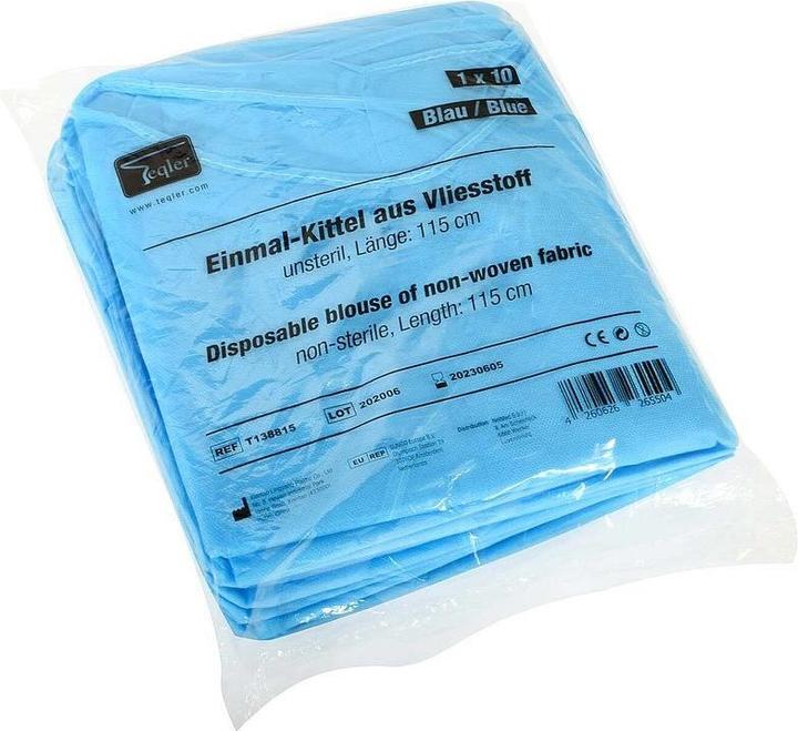 Image du produit Teqler Blouse jetable en non-tissé 115cm de long 100pcs bleu