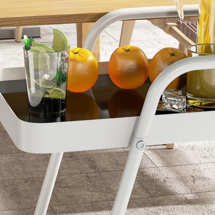 Image du produit Outsunny Chariot de jardin avec 2 niveaux, poignée et roulettes