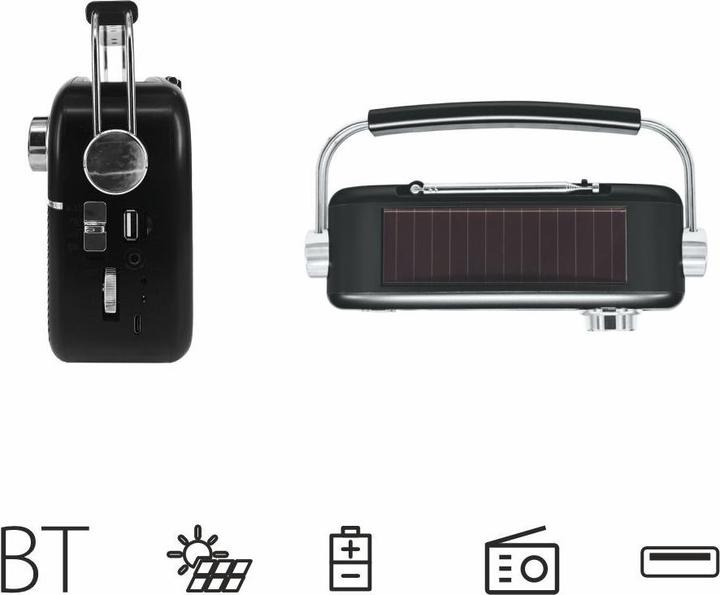 Actual product image Manta FM/AW/SW portable radio with solar panel (AM, FM, Bluetooth)