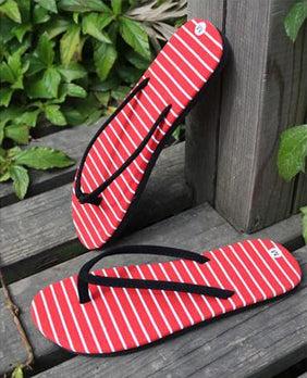Hermex Women Sexy Flip Flop Sandalen Sandaletten Flipflop Rot Weiss gestreift/ Grösse 38 (38)