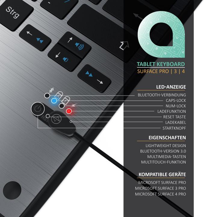 Produktbild Aplic Tastatur für Microsoft Tablet Surface Pro (DE)