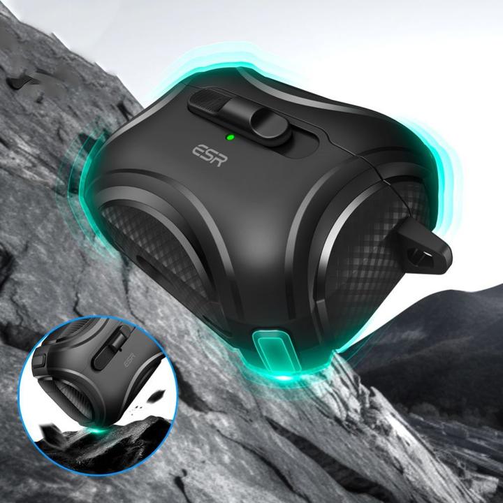Actual product image ESR Cyber Flicklock Halolock MagSafe Case for Airpods Pro 1 / 2 - Black (Headphone bag)