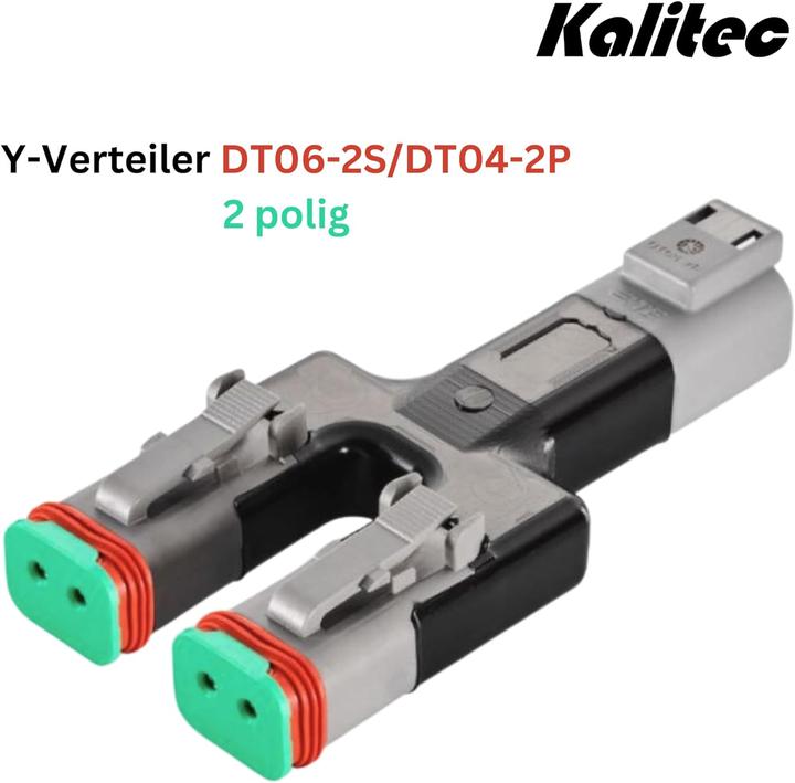 Image du produit Kalitec Y-Verteiler DT06-2S/DT04-2P 2 polig I Y-Splitter I graues Gehäuse I Y Adapter 2-Wege I IP69K