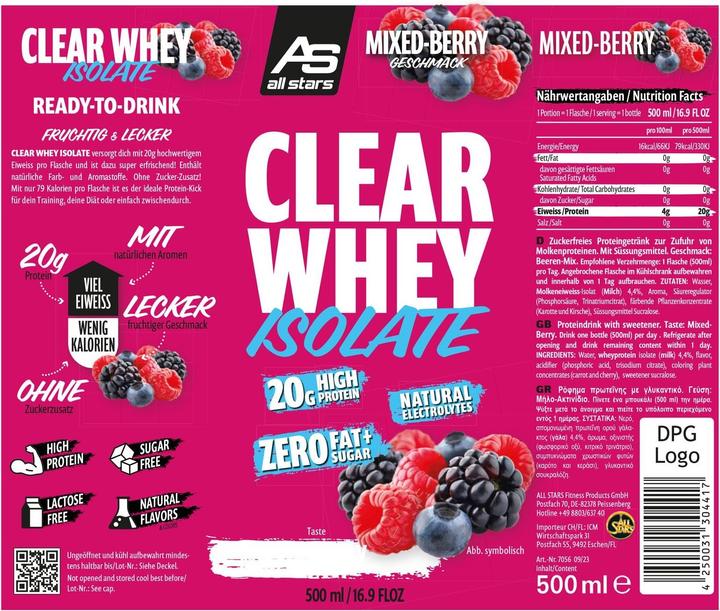 Produktbild All Stars Clear Whey Isolate (Mixed Berry, 1 x)