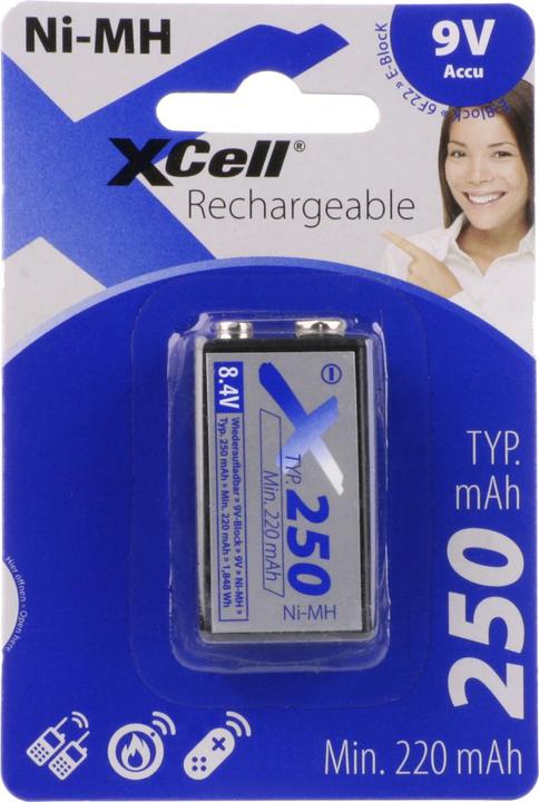 Produktbild XCell 9v block akku 250mah nimh (9 V, 250 mAh)