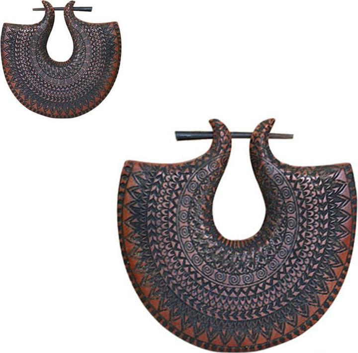 Immagine prodotto Star Piercing Piastra per orecchini Mandala inciso in legno di Saba (Organico, senza ottone)