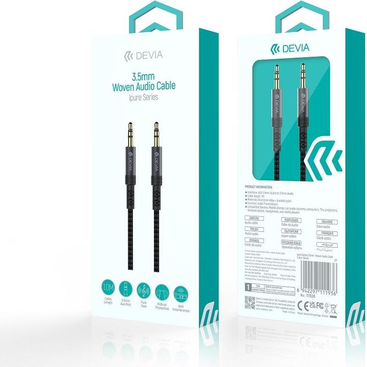 Actual product image Devia cable audio Ipure EC618 jack 3,5 mm - jack 3,5 mm 1,0 m black (1 m)