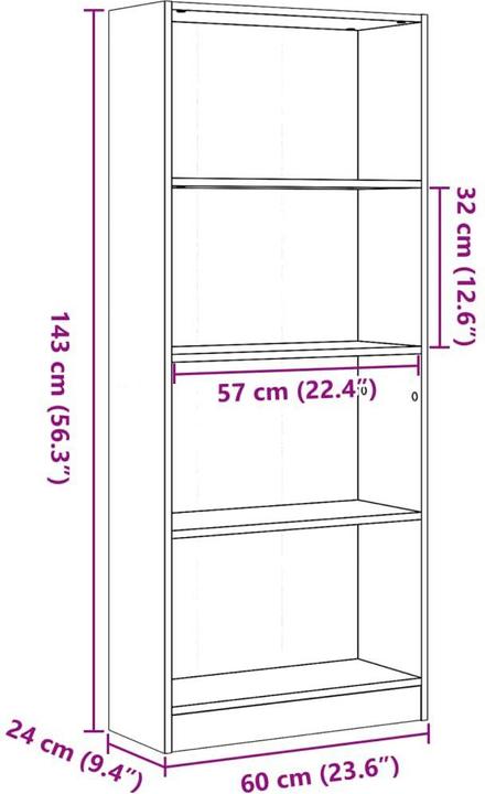 Immagine prodotto VidaXL Bücherregal (60 x 24 x 143 cm)