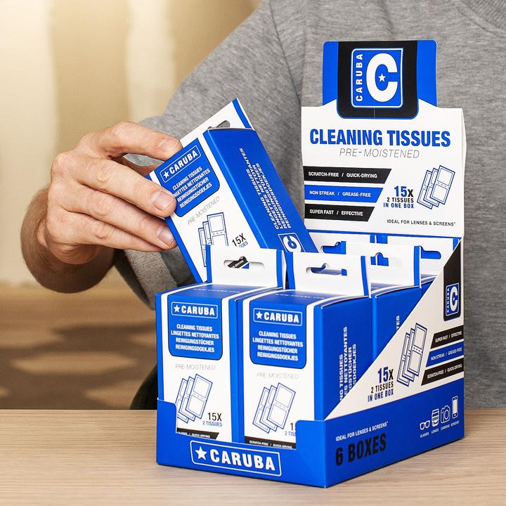 Produktbild Caruba ReinigungstÃ¼cher (6 Dutzend im Thekendisplay, 30 TÃ¼cher pro Dose)