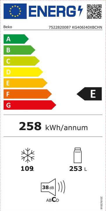 Label énergétique Beko KG406I40XBCHN (362 l)