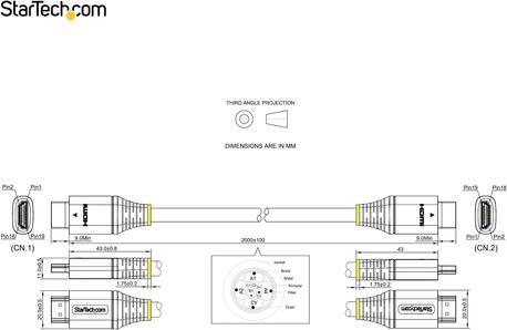 Produktbild StarTech HDMM21V2M HDMI-Kabel HDMI Typ A (Standard) (2 m, HDMI)