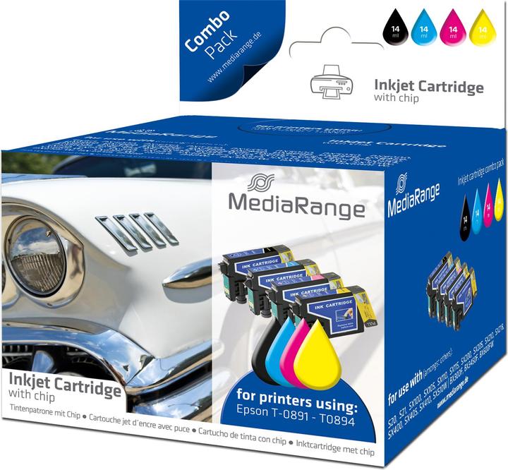 Actual product image MediaRange Ink cartridges, for ® T0891 - T0894 series, with chip, set of 5 (M, FC, Y, C)