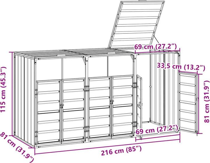 Image du produit VidaXL Abri à poubelles pour 3 tonnes Anthracite 216x81x115 cm Acier