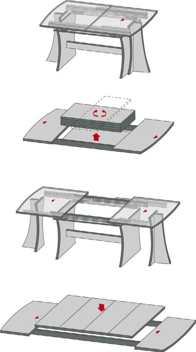 Actual product image Pöttker Extension table runner ALU 77, extension length 2543 mm, tops 3x500, aluminium