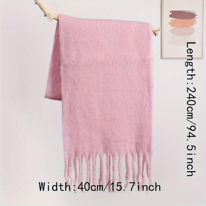 Only-Bags.Store Solide Farbe Plüsch Warm Chunky Schal Lange Einfache Grosse Verdickte Quaste Schal Winter Outdoor