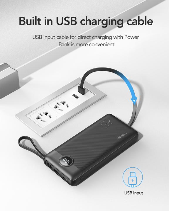 Immagine prodotto Veger C20 Powerbank con cavo - 20'000mAh (20000 mAh, 10 W, 77 Wh)