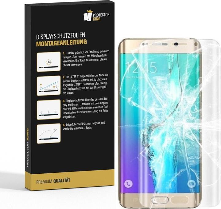 Produktbild Protectorking 3x Panzerfolie Anti-Shock Full Cover HD Klar (3 Stück, Samsung Galaxy S6 Edge)